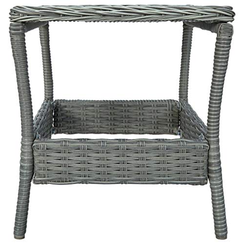 (Fast Delivery) Patio Side Table Outdoor, Small Side Table Waterproof Portable Coffee Table End Table for Garden, Porch, Balcony, Yard Garden Table Light Gray 17.7"x17.7"x18.3" Poly Rattan