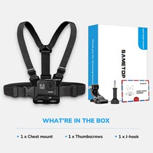 Sametop Chest Mount Strap Harness Chesty Body Mount Compatible with GoPro Hero 11, 10, 9, 8, 7, 6, 5, 4, Session, 3+, 3, 2, 1, Max, Hero (2018), AKASO, DJI Osmo Action Cameras