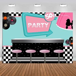 50’s soda shop backdrop vinyl 7x5ft back to 50’s rocking party decorations 1950’s themed photo background photo shoot banner