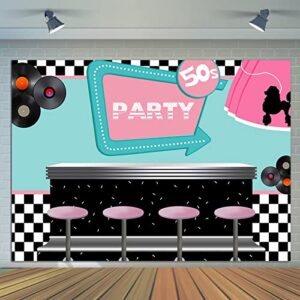 50's Soda Shop Backdrop Vinyl 7X5FT Back to 50's Rocking Party Decorations 1950's Themed Photo Background Photo Shoot Banner