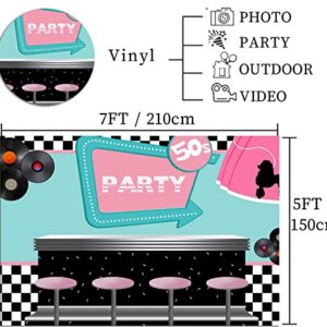 50's Soda Shop Backdrop Vinyl 7X5FT Back to 50's Rocking Party Decorations 1950's Themed Photo Background Photo Shoot Banner