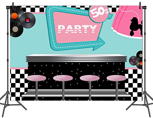 50's Soda Shop Backdrop Vinyl 7X5FT Back to 50's Rocking Party Decorations 1950's Themed Photo Background Photo Shoot Banner