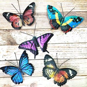 vokproof metal butterfly wall art decor – 5 pack butterflies hanging decorations for indoor outdoor garden,patio,fence