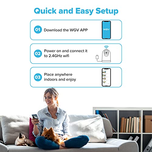 WGV Security Camera -2K Cameras for Home Security with Smart Motion Dection, Night Vision, Two-Way Audio,Cloud & SD Card Storage,Work with Alexa, Ideal Indoor Camera for Baby Monitor/Pet Camera