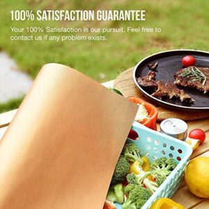 LOOCH Copper Grill Mat Set of 6- Non-Stick BBQ Outdoor Grill & Baking Mats - Reusable and Easy to Clean - Works on Gas, Charcoal, Electric Grill and More - 15.75 x 13 Inch