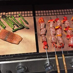 LOOCH Copper Grill Mat Set of 6- Non-Stick BBQ Outdoor Grill & Baking Mats - Reusable and Easy to Clean - Works on Gas, Charcoal, Electric Grill and More - 15.75 x 13 Inch