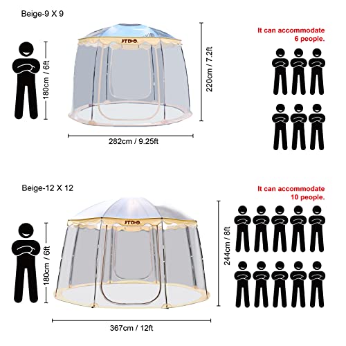 Bubble Igloo PVC Tent, JTDDO Winter Tent Oversize Cold Protection Canopy Tent 12'x12' for 8-10 Person for Outdoor/ Garden/ Backyard/ Patios, Beige