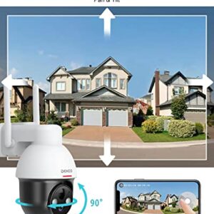DEKCO Solar Security Camera Wireless Outdoor, 2K Night Vision with Spotlight, Pan Tilt 360° View, 2.4Ghz WiFi, 2-Way Talk, Human Detection, Cloud/SD Video Surveillance DC9E