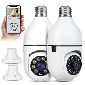 jtomyx light bulb camera, 2 pack wireless light bulb security camera for home surveillance, 360° wifi nanny cam with motion detection alarm night vision