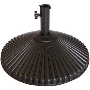 Abba Patio 50lb Patio Umbrella Base Water Filled 23" Round Recyclable Plastic Outdoor Market Umbrella Stand Base for Deck, Lawn, Garden, Brown