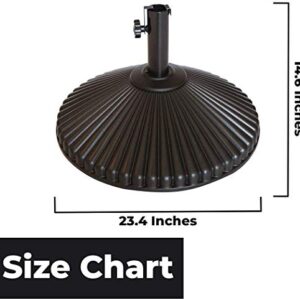 Abba Patio 50lb Patio Umbrella Base Water Filled 23" Round Recyclable Plastic Outdoor Market Umbrella Stand Base for Deck, Lawn, Garden, Brown