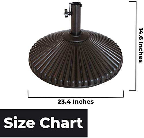 Abba Patio 50lb Patio Umbrella Base Water Filled 23" Round Recyclable Plastic Outdoor Market Umbrella Stand Base for Deck, Lawn, Garden, Brown