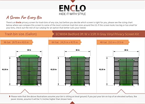 Enclo Privacy Screens 3.5ft H x 3ft W EC18004 Bedford WoodTek Vinyl Outdoor Privacy Fence Panel Screen No-Dig Kit, Gray (2-Pack)