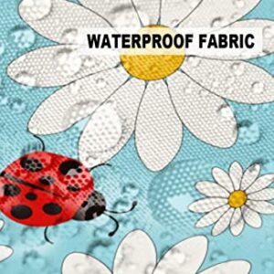 Outdoor Pillow Covers Set of 2, Daisy Ladybug Waterproof Throw Pillow Covers Fresh Flower Garden Patio Furniture Cushion Cover for Sofa Outdoor Decor, 20x12inch