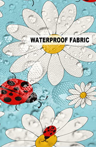 Outdoor Pillow Covers Set of 2, Daisy Ladybug Waterproof Throw Pillow Covers Fresh Flower Garden Patio Furniture Cushion Cover for Sofa Outdoor Decor, 20x12inch