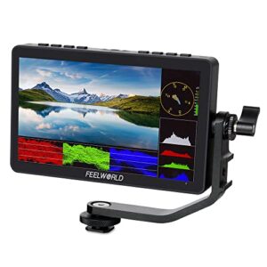 feelworld f5 pro v4 6 inch touch screen dslr camera field monitor with 3d lut f970 external kit install for power wireless transmission ips fhd1920x1080 4k hdmi input output 5v type-c input tilt arm