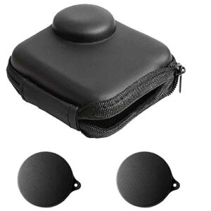 ulbter mini storage bag case for gopro max waterproof 360 camera + rubber lens cap cover, carrying portable boxes accessory for go pro max [2+1 pack]