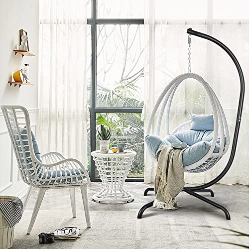 Chihee Hanging Egg Chair Stand,Strong Iron Hammock Chair Frame with Spring Hook Stable Base,Heavy Duty Swing Chair Stand 330 lbs,C Stand for Hanging Chair Indoor Outdoor Bedroom Patio Garden Balcony