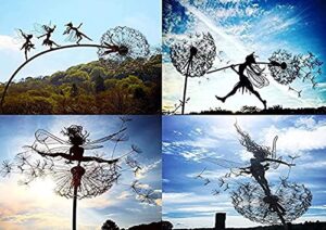 kinha fairy dandelion sculptures fairy dandelion sculptures garden stakes dramatic fairy sculptures dancing with dandelions,wind catcher for home garden patio yard decoration with standing pole
