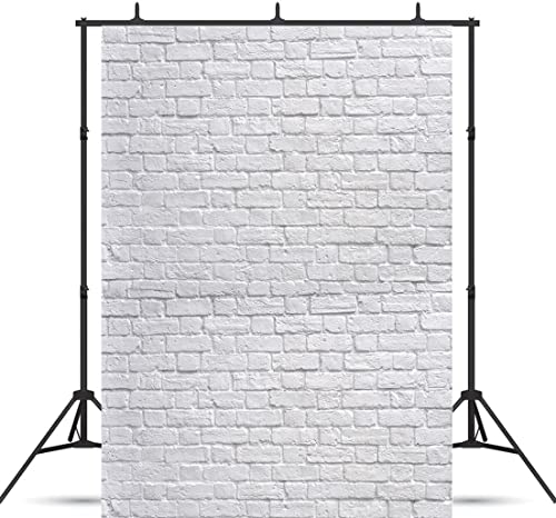 SJOLOON White Brick Wall Backdrop White Brick Photo Backdrop Thin Vinyl Photography Backdrop Background Studio Prop 10931(5x7FT)