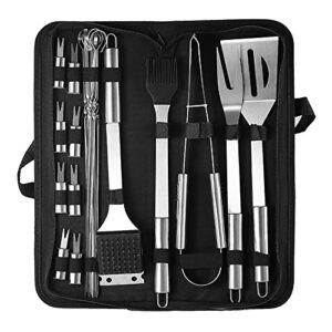bbq grill tools set, 20 pcs barbecuetools for garden party, stainless steel grill bbq utensils set for outdoor camping cross-country, utensils case for travel (20 pcs)