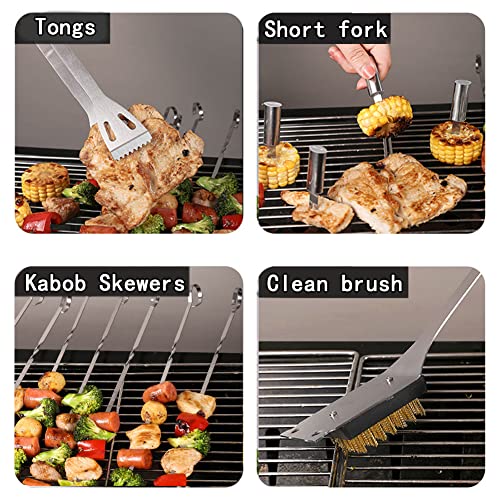 BBQ Grill Tools Set, 20 PCS BarbecueTools for Garden Party, Stainless Steel Grill BBQ Utensils Set for Outdoor Camping Cross-Country, Utensils Case for Travel (20 PCS)