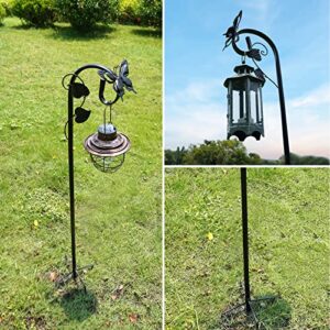 Art Elf Shepherds Hooks for Outdoor Bird Feeder Pole Hanger 67 Inches Plant Hooks with 5 Prongs Base Stainless Metal Adjustable Garden Hanging Holder for Lanterns Weddings Decor Butterfly 2-Pack Black