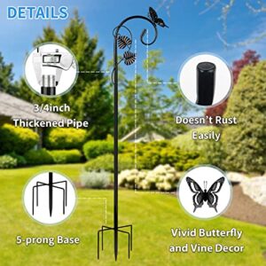 Art Elf Shepherds Hooks for Outdoor Bird Feeder Pole Hanger 67 Inches Plant Hooks with 5 Prongs Base Stainless Metal Adjustable Garden Hanging Holder for Lanterns Weddings Decor Butterfly 2-Pack Black