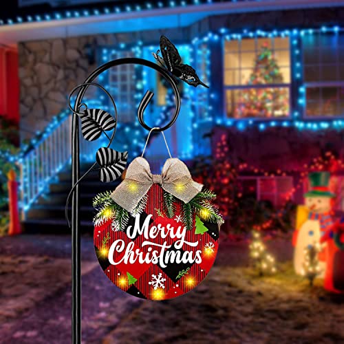 Art Elf Shepherds Hooks for Outdoor Bird Feeder Pole Hanger 67 Inches Plant Hooks with 5 Prongs Base Stainless Metal Adjustable Garden Hanging Holder for Lanterns Weddings Decor Butterfly 2-Pack Black