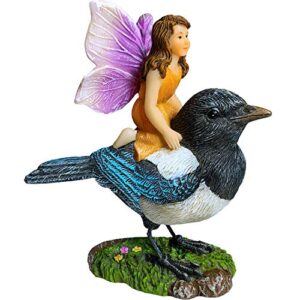 mood lab fairy garden miniature kit – fairy on bird – figurines & accessories set – for outdoor or house decor