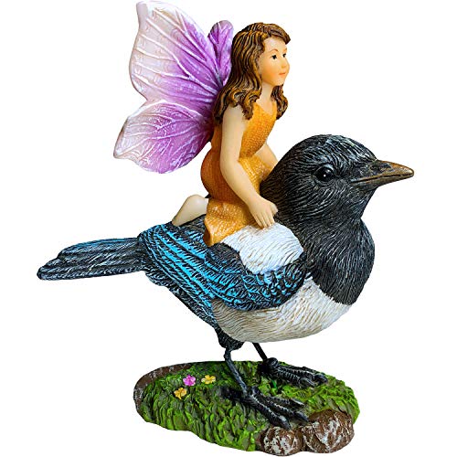 Mood Lab Fairy Garden Miniature Kit - Fairy On Bird - Figurines & Accessories Set - for Outdoor or House Decor