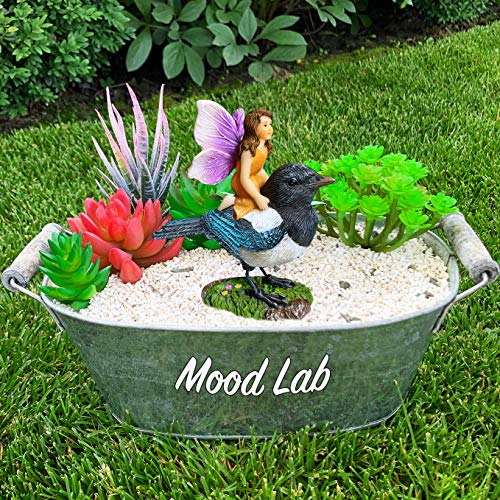 Mood Lab Fairy Garden Miniature Kit - Fairy On Bird - Figurines & Accessories Set - for Outdoor or House Decor