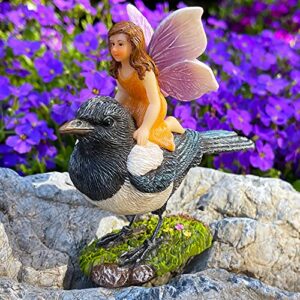 Mood Lab Fairy Garden Miniature Kit - Fairy On Bird - Figurines & Accessories Set - for Outdoor or House Decor