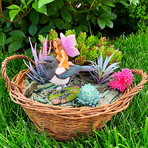 Mood Lab Fairy Garden Miniature Kit - Fairy On Bird - Figurines & Accessories Set - for Outdoor or House Decor