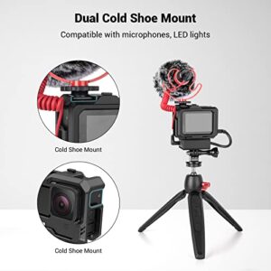 SmallRig Hero11 Cage / HERO10 Black Cage / HERO9 Cage for GoPro with 2 Cold Shoe Mounts for Mic and Led Video Light for GoPro Hero 11/10 / 9 Black 3083B