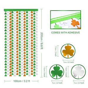 LOLStar 2 Pack St Patricks Day Foil Fringe Curtains St. Patrick's Day Party Decorations 3.3x6.6 ft Shamrock Green White Orange Tinsel Curtain Photo Booth Prop Streamers Backdrop for Irish Party Decor