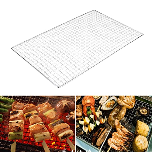 Xiaokeis Barbecue Net Grill, Multi-Purpose Stainless Steel Mesh BBQ Grill Grates Grids Wire Rack Gas/Charcoal Grill Cooking Replacement Net for Camping Outdoor Garden Picnic(9.8x15.7in)