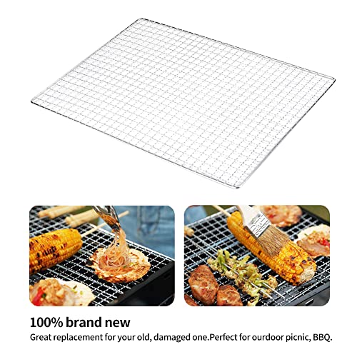 Xiaokeis Barbecue Net Grill, Multi-Purpose Stainless Steel Mesh BBQ Grill Grates Grids Wire Rack Gas/Charcoal Grill Cooking Replacement Net for Camping Outdoor Garden Picnic(9.8x15.7in)