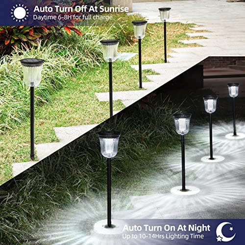 WTGEGF Solar Pathway Lights Outdoor, 4 Pack 200 Lumens Landscape Path Lights, IP65 Waterproof Warm/White Solar Driveway Lights, Long Lasting LED Solar Walkway Back Yard Lights for Garden Lawn Patio