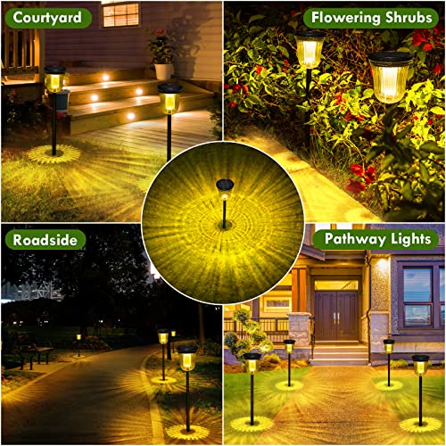 WTGEGF Solar Pathway Lights Outdoor, 4 Pack 200 Lumens Landscape Path Lights, IP65 Waterproof Warm/White Solar Driveway Lights, Long Lasting LED Solar Walkway Back Yard Lights for Garden Lawn Patio