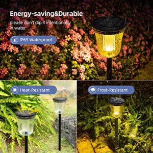 WTGEGF Solar Pathway Lights Outdoor, 4 Pack 200 Lumens Landscape Path Lights, IP65 Waterproof Warm/White Solar Driveway Lights, Long Lasting LED Solar Walkway Back Yard Lights for Garden Lawn Patio