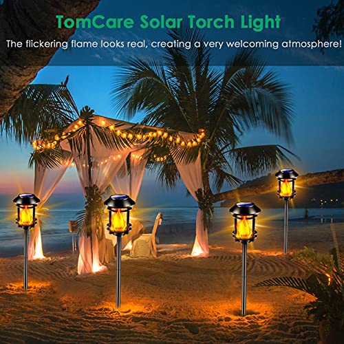 TomCare Solar Lights Outdoor Solar Torch Lights with Flickering Flame Waterproof Solar Powered Garden Lights Decorative Outdoor Lighting Landscape Decorations for Yard Patio Pathway Christmas, 4 Pack