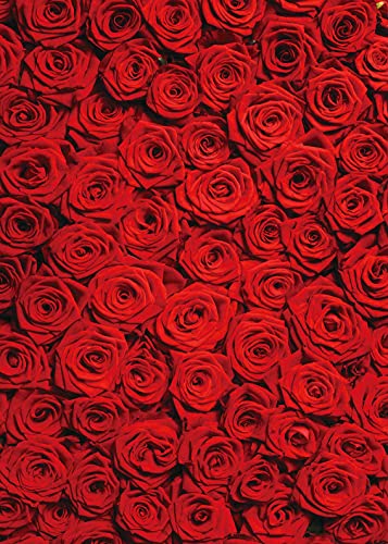 RUINI Red Rose Floral Wedding Photography Backdrop Roses Wall Lovers Girls Children Photos Backdrop 5x7FT