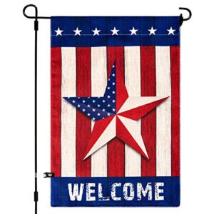 whaline patriotic garden flag american stripe and star yard flag double-sided burlap outdoor flag with windproof clip for 4th of july indepedence day memorial day home farmhouse, 13 x 18 inch