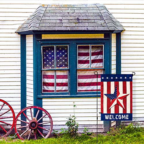 Whaline Patriotic Garden Flag American Stripe and Star Yard Flag Double-Sided Burlap Outdoor Flag with Windproof Clip for 4th of July Indepedence Day Memorial Day Home Farmhouse, 13 x 18 Inch