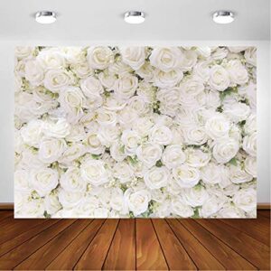 avezano white flower backdrop for party photoshoot wedding floral wall bridal shower party decoration photography background white rose florals backdrops portrait photographic studio (7x5ft)