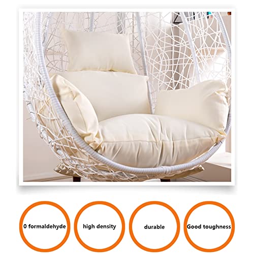 Hanging Egg Chair Seat Cushions Only | Thicken Swing Hanging Basket Seat Cushion | Washable Swing Chair Cushion, Indoor Outdoor Patio Garden Basket Chair Pad ( Color : White , Size : 36"L x 20"W )