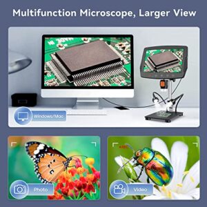 Hayve 9 '' LCD Digital Microscope, 1500X Magnification Coin Microscope with 16MP Camera, Micro Soldering Microscope for Adults, 32GB Card Included, Wired Remote, Compatible with Windows/Mac OS