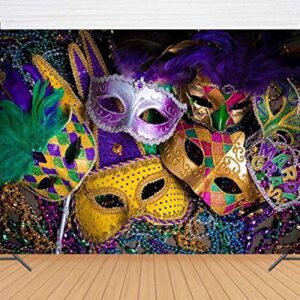 Mardi Gras Party Decoration Carnival Photography Backdrop Mystery Masquerade Backgrounds Dancing Birthday Party Banner Photo Booth for Wedding Bachelorette Party Decorations(8x6FT) 061