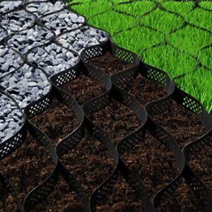 happybuy geo grid ground grid 9×17 ft, geo cell grid 2 inch thick, gravel grid hdpe material, ground stabilization grid 1885 lbs per sq, tensile strength gravel ground grid for slope driveways, garden